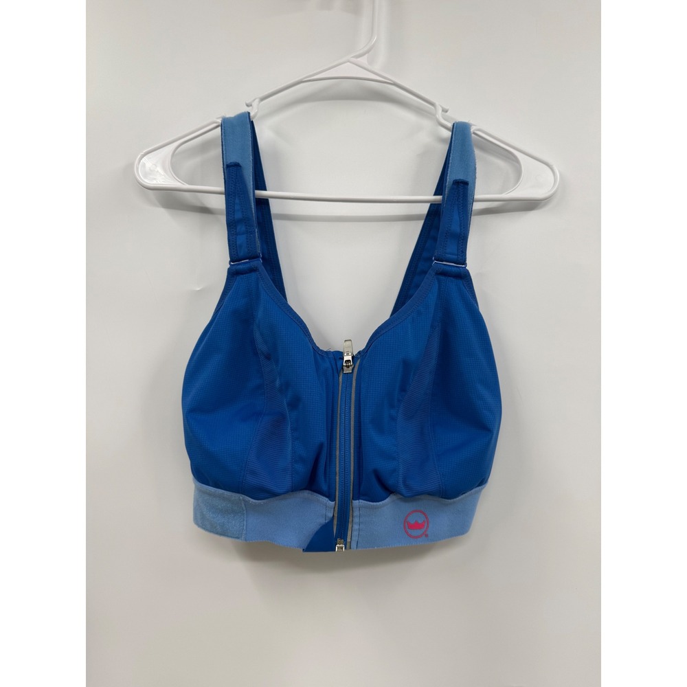 Shefit Ultimate Sports Bra Womens Blue High Impact Front Zip Adjustable Straps